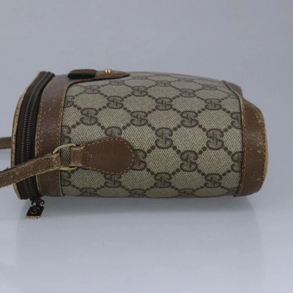 GUCCI GG Supreme Web Sherry Line Shoulder Bag PVC Beige Red - Picture 3 of 15